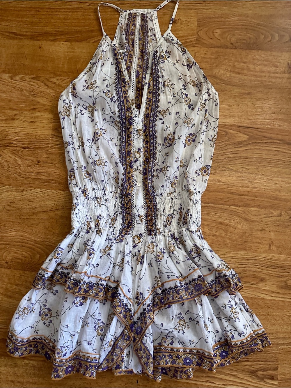 Poupette St Barth Honey Dress XS White Purple Tan